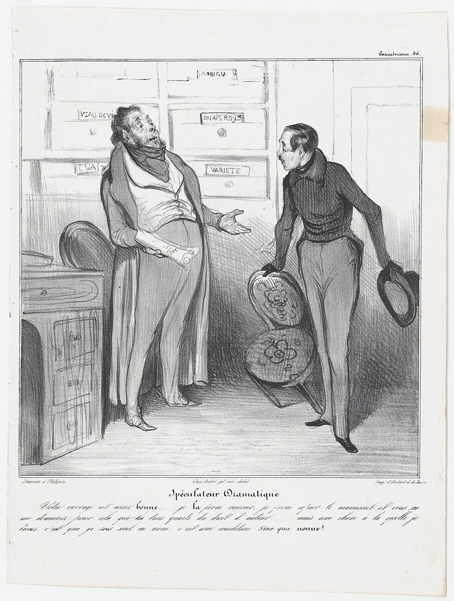 Plate 46: Theatrical agent, from 'Caricaturana,' published in Les Robert Macaires, Honoré Daumier (French, Marseilles 1808–1879 Valmondois), Lithograph on wove paper 