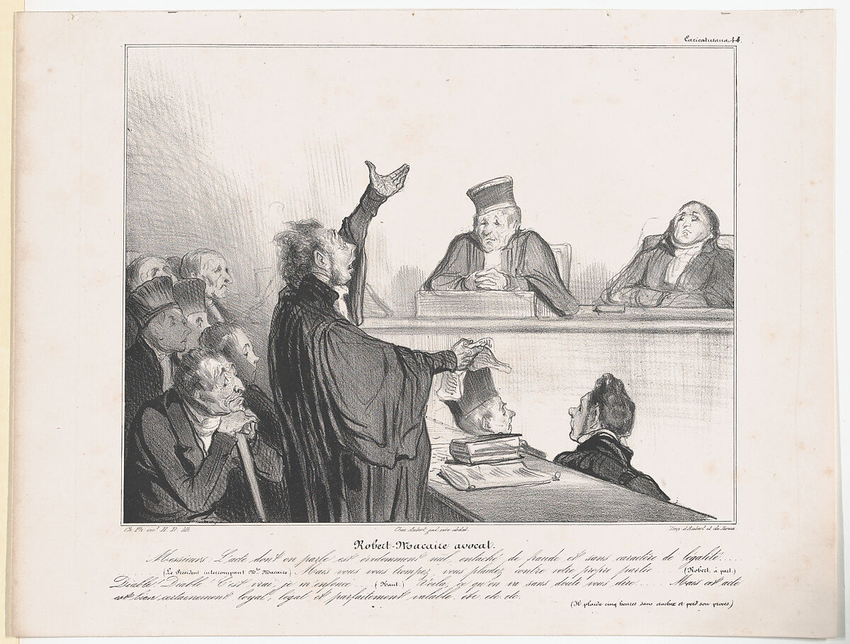 Plate 44: Robert Macaire, Barrister, from 'Caricaturana,' published in Les Robert Macaires, Honoré Daumier (French, Marseilles 1808–1879 Valmondois), Lithograph on wove paper 