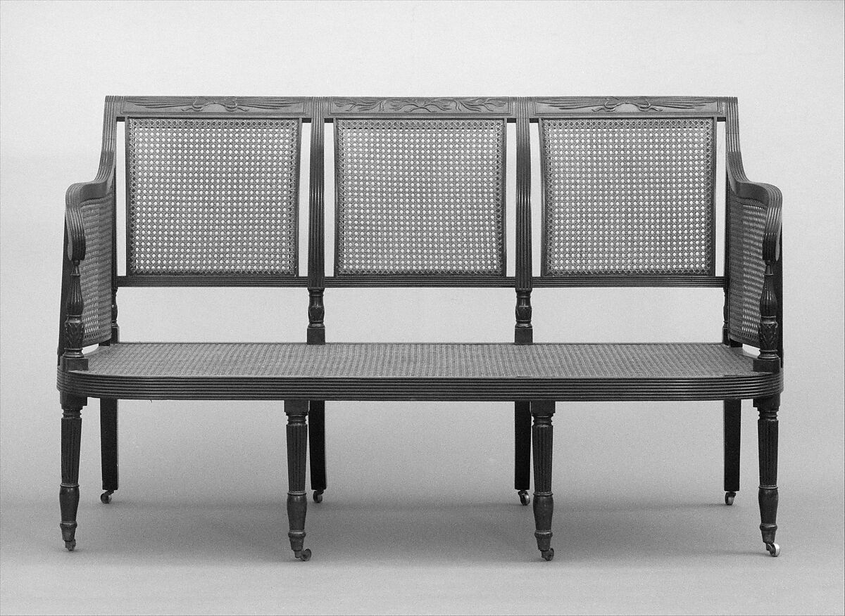 Sofa, Ernest F. Hagen, Mahogany, cane, American