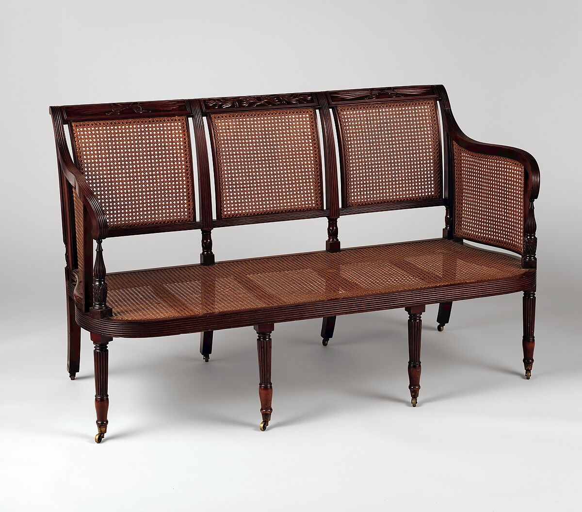 Sofa, Ernest F. Hagen, Mahogany, cane, American