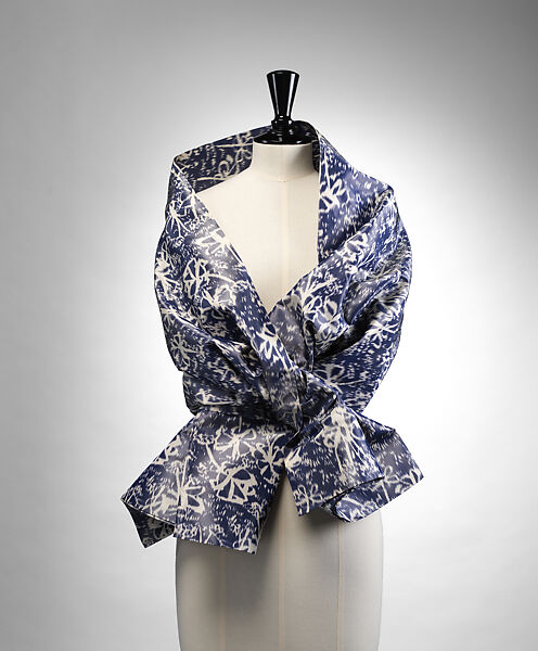 "Aubade" evening ensemble, (a–e) House of Dior (French, founded 1946), (a-e) silk, (f, g) silk, leather, (h, i) wood, French