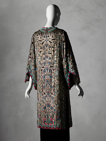 Evening coat, silk, metal, Probably French