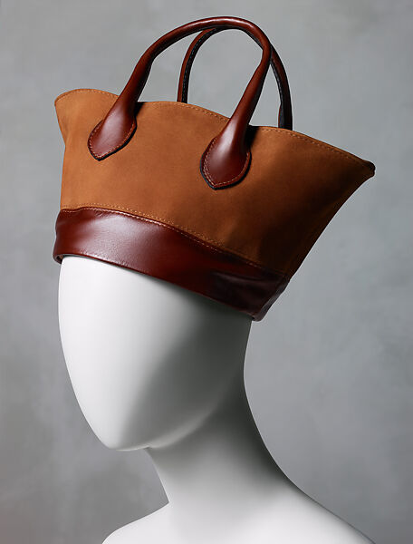 Hat, Isaac Mizrahi (American, born 1961), leather, American 