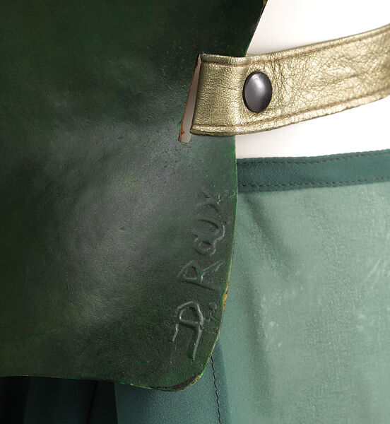Ensemble, Mugler (French, founded 1974), (a) fiberglass, leather; (b) silk, French