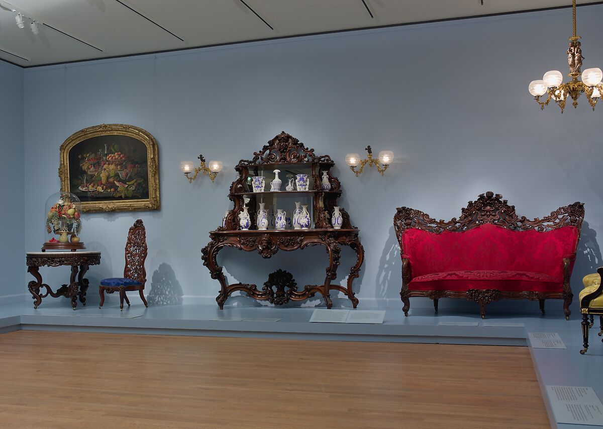 Sofa, John Henry Belter (American, born Germany 1804-1863 New York), Rosewood, Rosewood veneer; chestnut, pine (secondary woods); modern upholstery with some original underupholstery, American