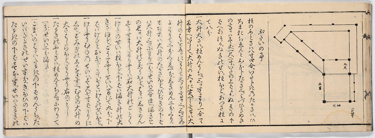 New Illustrated Manual of Warrior Architecture, 2 (Shinpan/Buke hinagata, ni), Ink on paper, Japan