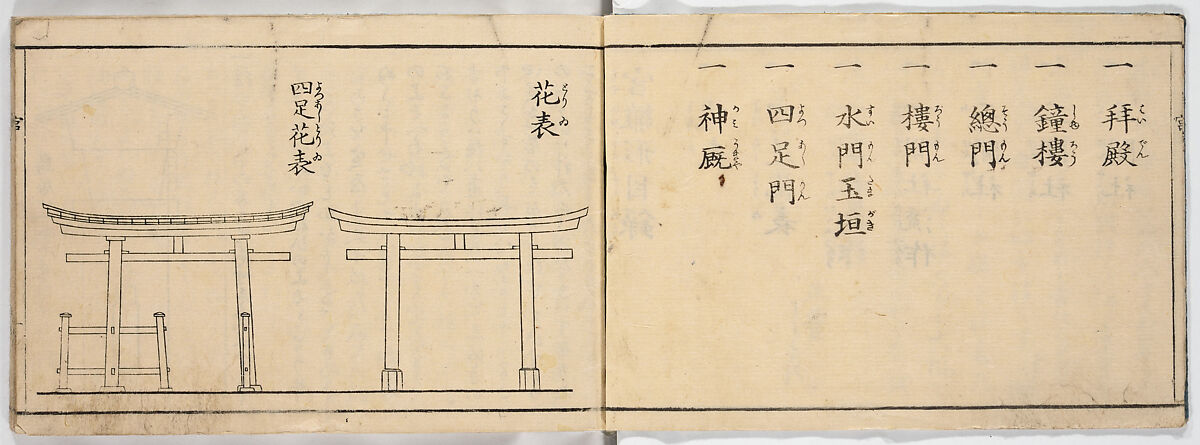 New Illustrated Manual of Shrine Architecture (Shinpan/Miya hinagata), Ink on paper, Japan 