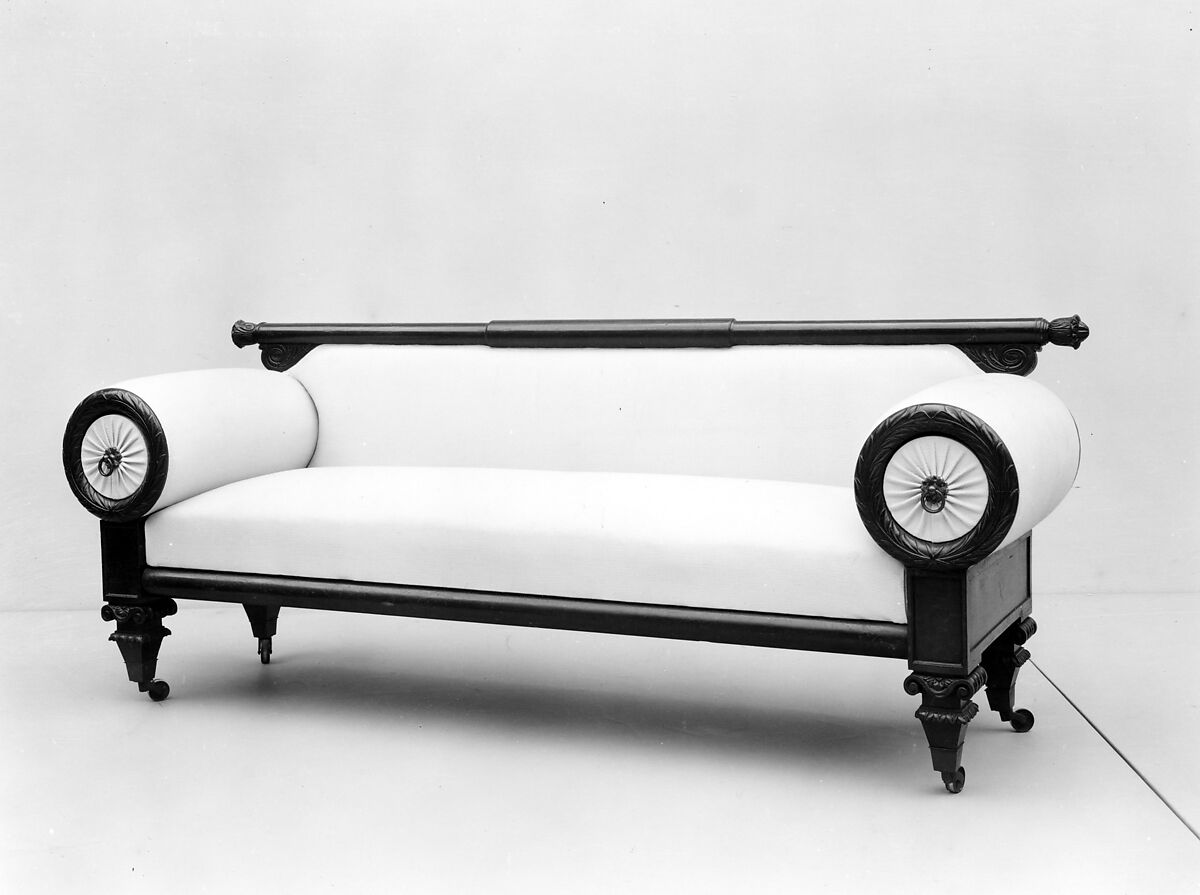 Sofa, William Hancock (active ca. 1820–49)  , upholsterer, Mahogany, maple, chestnut, rosewood, American 