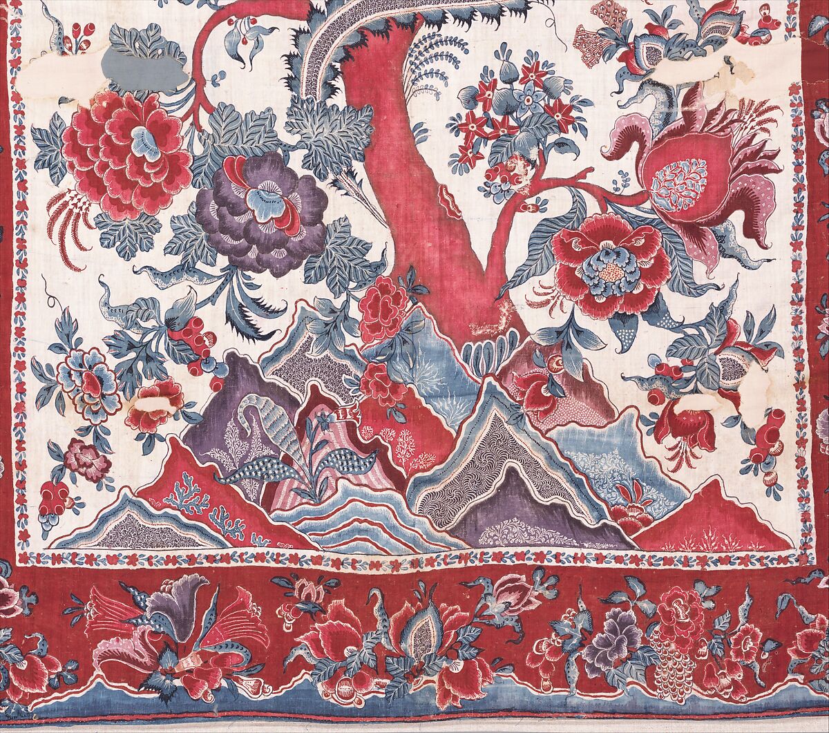 Palampore, Cotton (painted resist and mordant, dyed), India (Coromandel Coast), for the Sri Lankan market