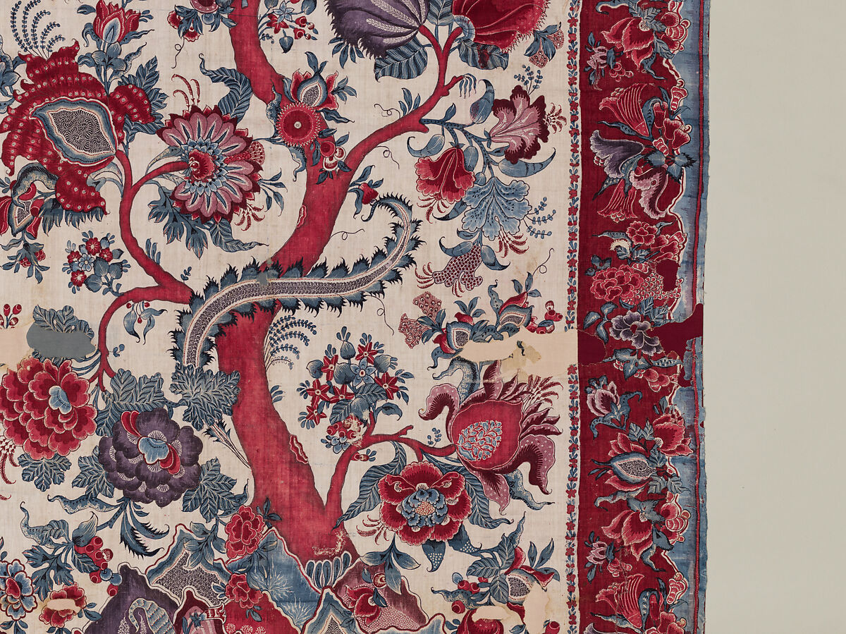 Palampore, Cotton (painted resist and mordant, dyed), India (Coromandel Coast), for the Sri Lankan market