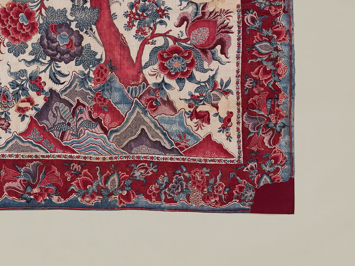 Palampore, Cotton (painted resist and mordant, dyed), India (Coromandel Coast), for the Sri Lankan market