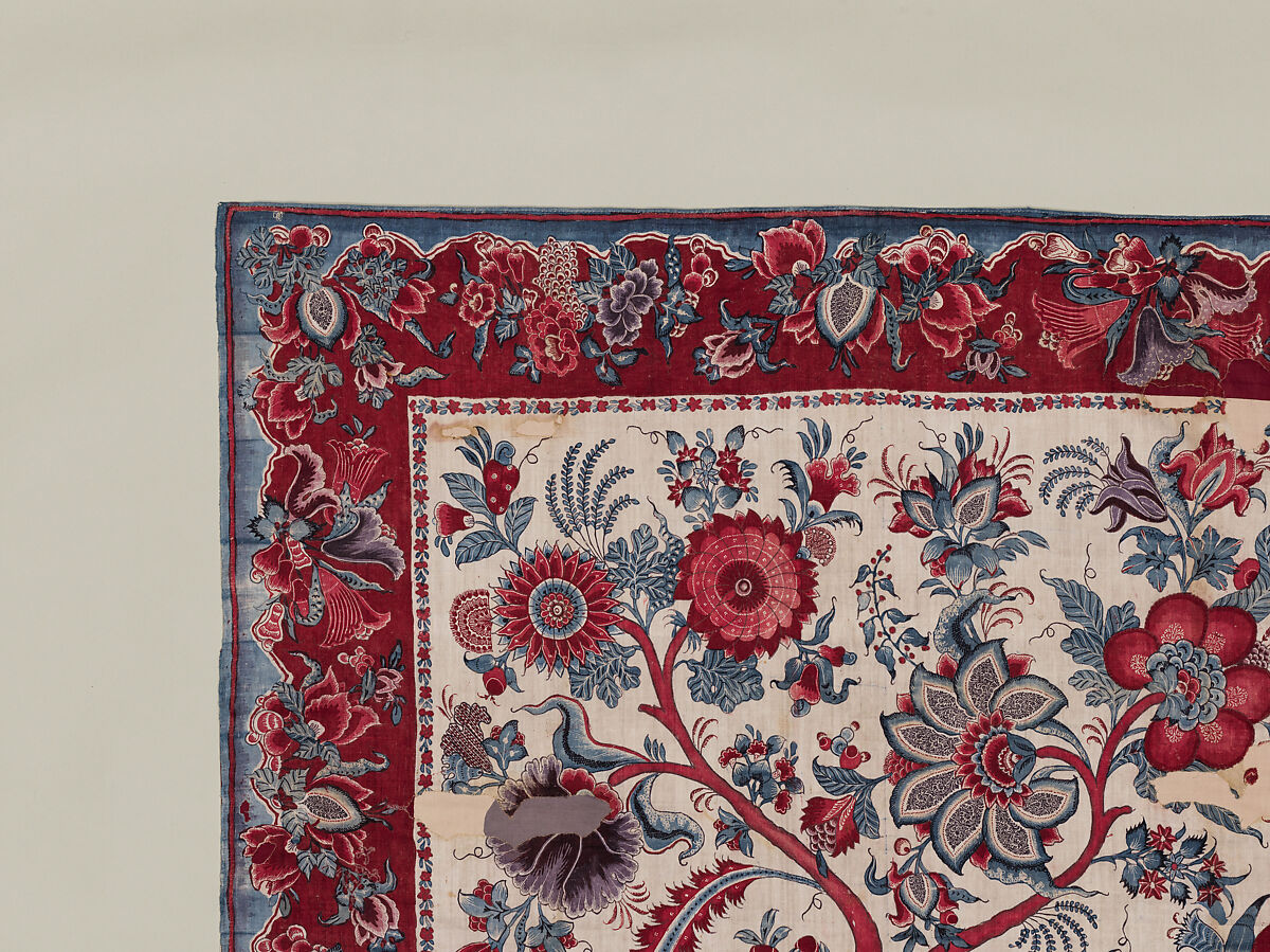 Palampore, Cotton (painted resist and mordant, dyed), India (Coromandel Coast), for the Sri Lankan market