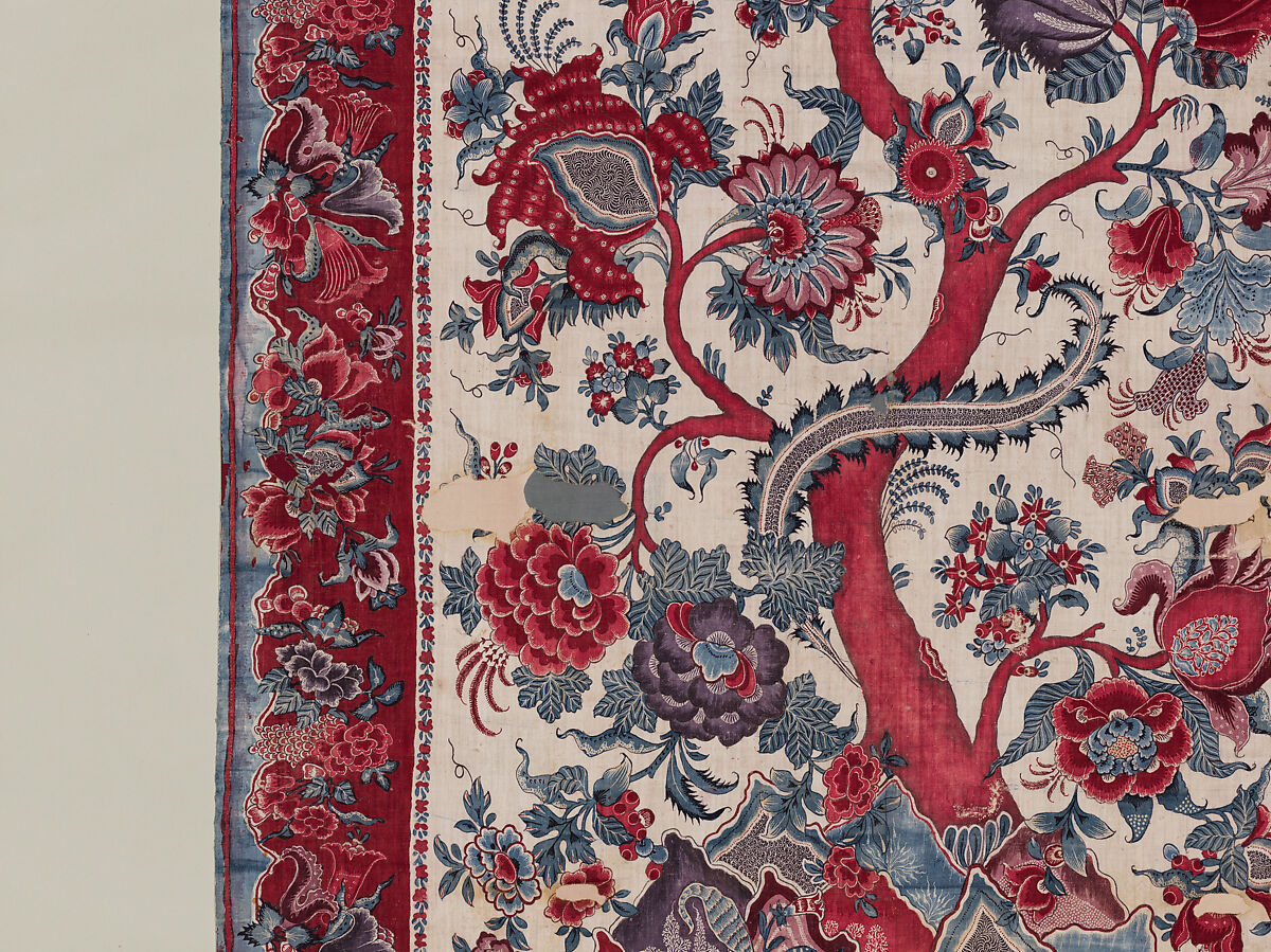 Palampore, Cotton (painted resist and mordant, dyed), India (Coromandel Coast), for the Sri Lankan market