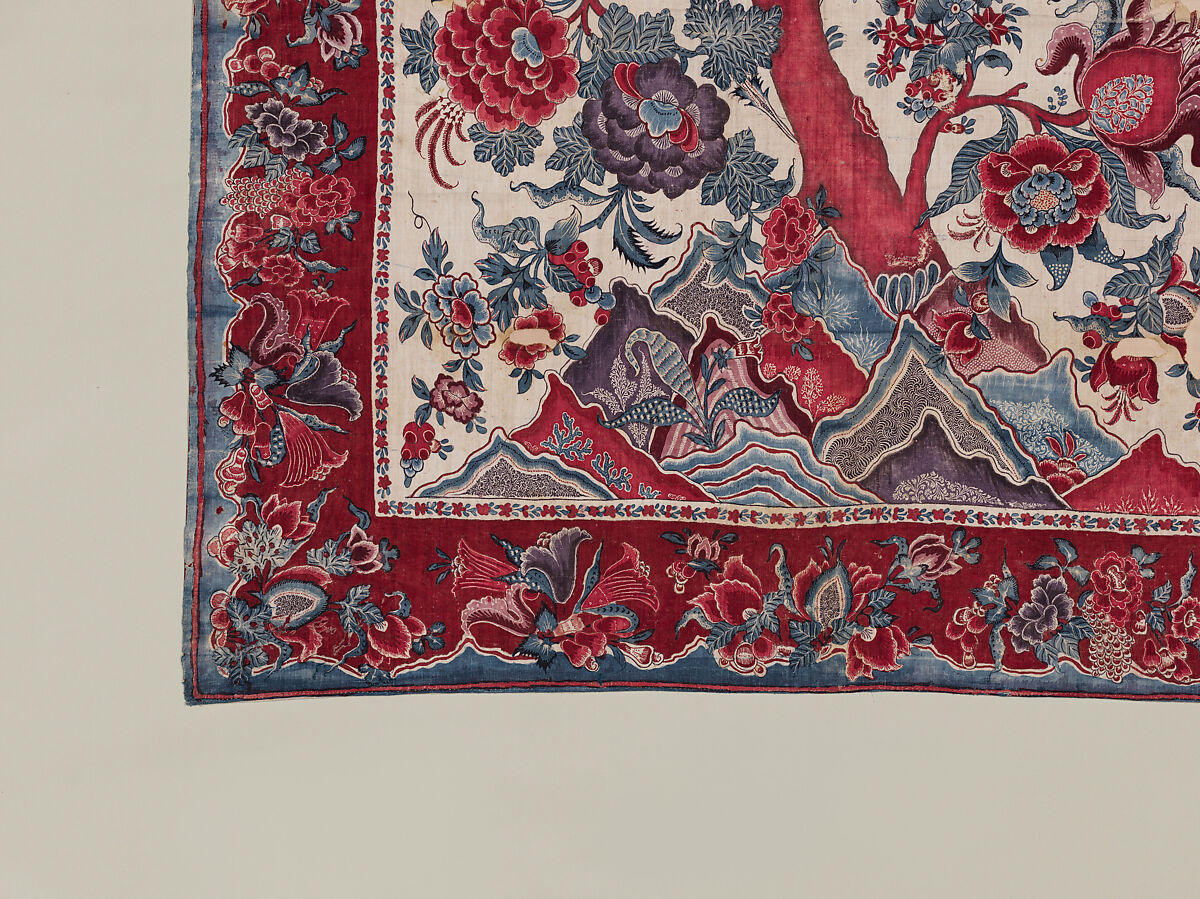 Palampore, Cotton (painted resist and mordant, dyed), India (Coromandel Coast), for the Sri Lankan market