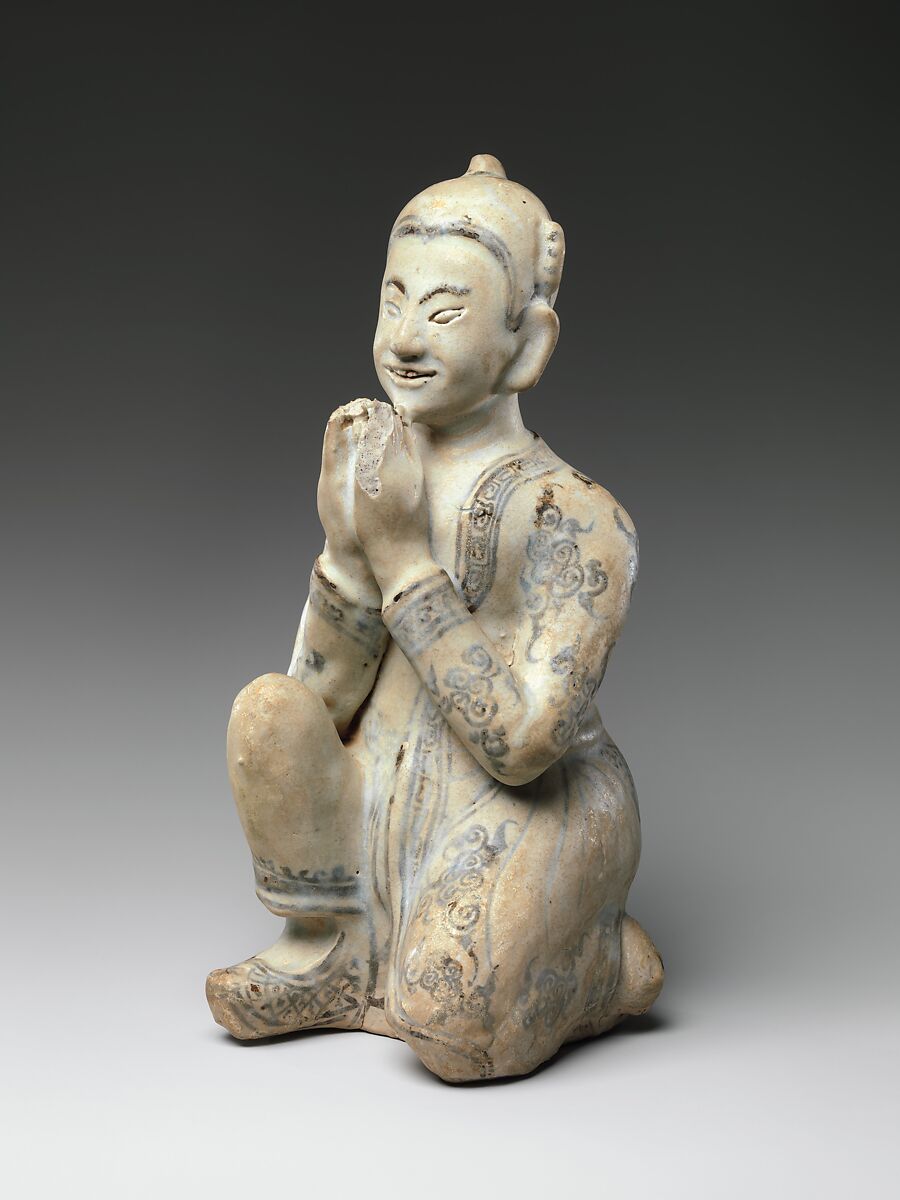 Kneeling Figure, Glazed stoneware (Si Satchanalai kilns), Thailand