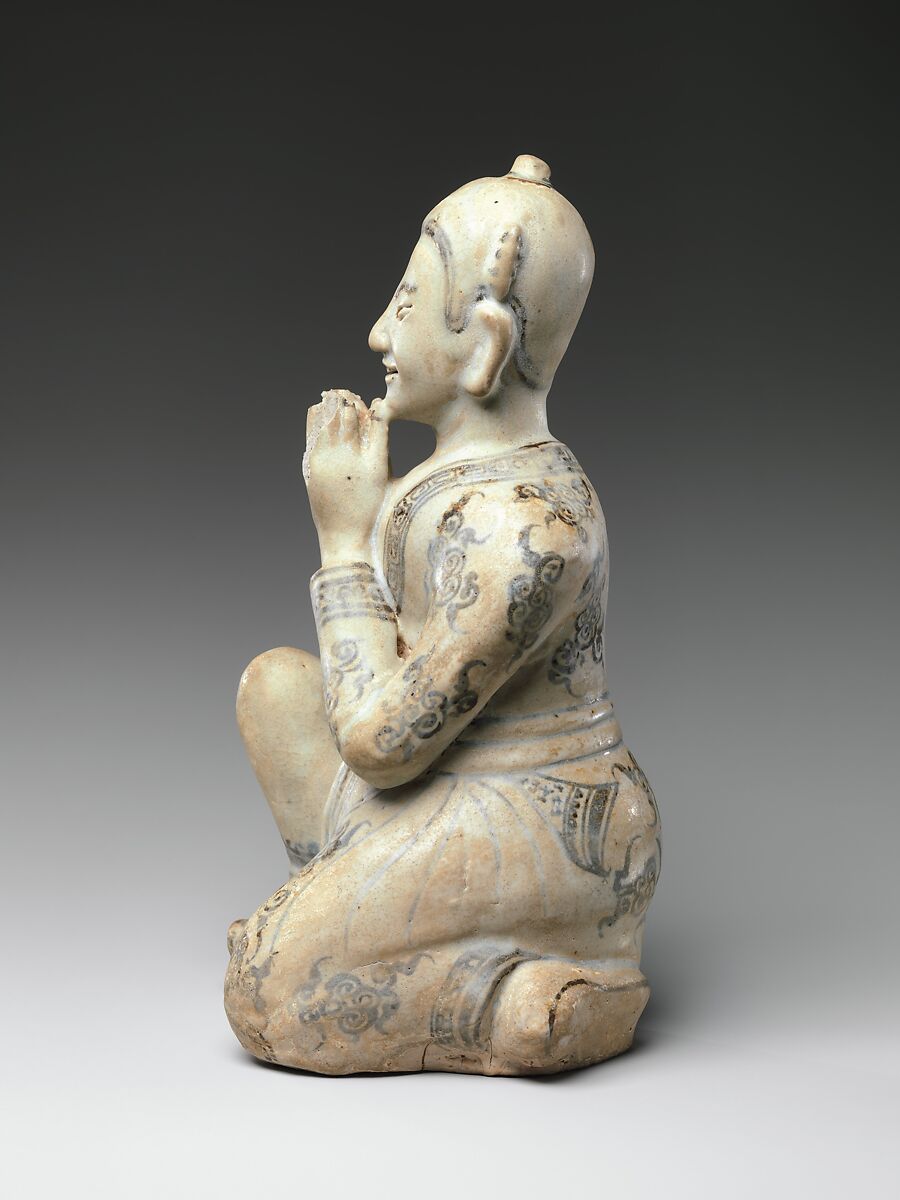 Kneeling Figure, Glazed stoneware (Si Satchanalai kilns), Thailand