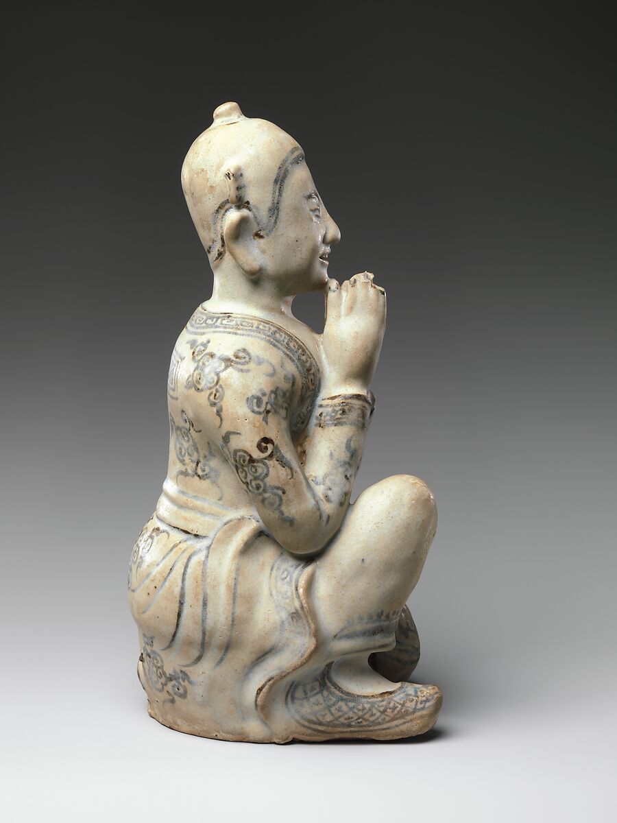 Kneeling Figure, Glazed stoneware (Si Satchanalai kilns), Thailand
