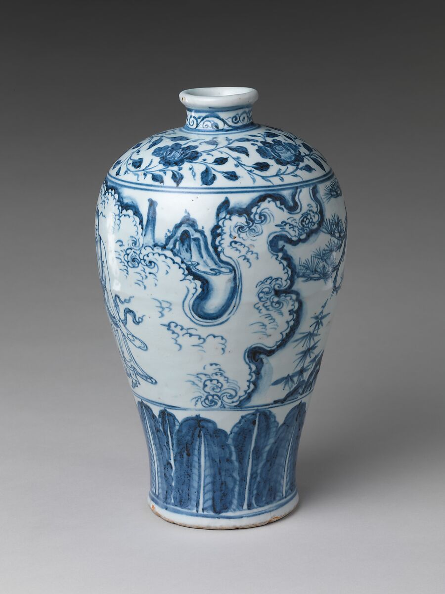 Vase in Meiping Shape with Daoist Immortal Zhongli Quan, Porcelain painted with cobalt blue under transparent glaze (Jingdezhen ware), China