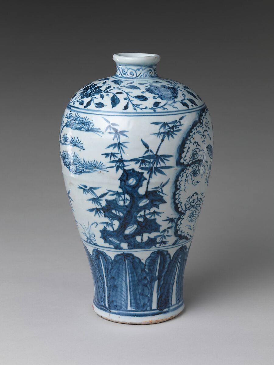 Vase in Meiping Shape with Daoist Immortal Zhongli Quan, Porcelain painted with cobalt blue under transparent glaze (Jingdezhen ware), China