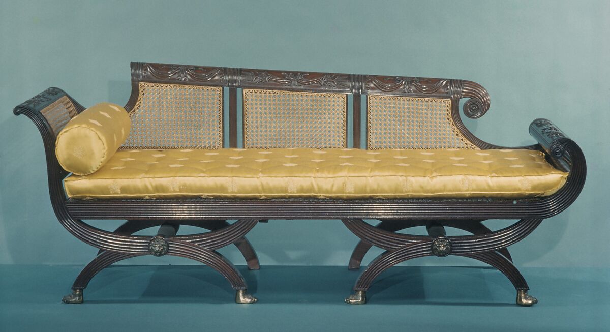 Sofa, Attributed to the Workshop of Duncan Phyfe (American (born Scotland), near Lock Fannich, Ross-Shire, Scotland 1768/1770–1854 New York), Mahogany, gilt brass, tulip poplar, American 