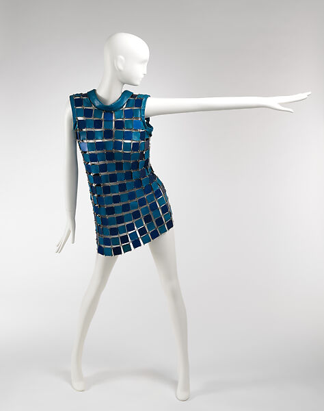 Dress, Paco Rabanne (French, born Spain 1934–2023), leather, metal, French 