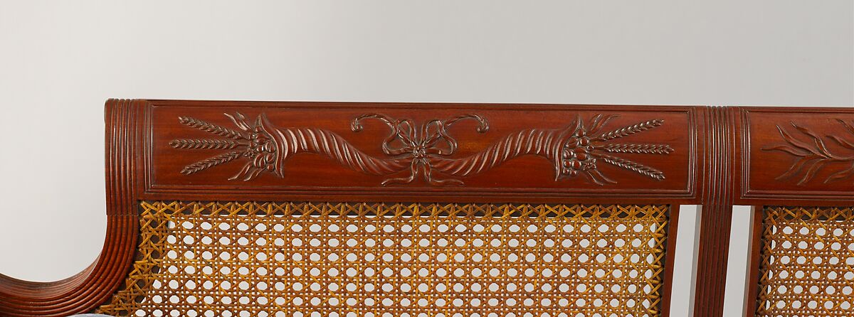 Sofa, Attributed to Duncan Phyfe (American (born Scotland), near Lock Fannich, Ross-Shire, Scotland 1768/1770–1854 New York), Mahogany, tulip poplar, cane, gilded brass, American