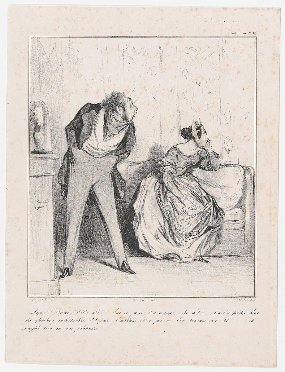Plate 36: Well? Well? What about your dowry?, from 'Caricaturana,' published in Les Robert Macaires, Honoré Daumier (French, Marseilles 1808–1879 Valmondois), Lithograph on wove paper; third state of three (Delteil) 