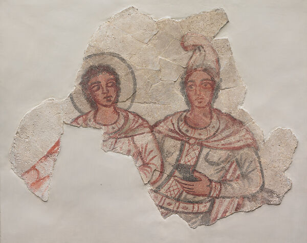 Wall painting of Mithras and Sol, Paint on plaster 