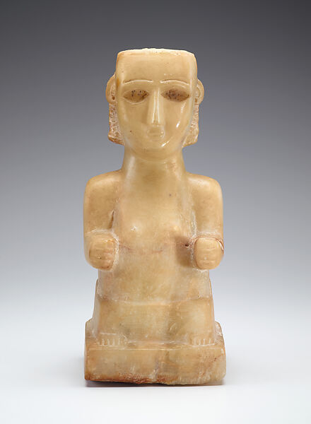 Statue of a seated woman, Calcite alabaster