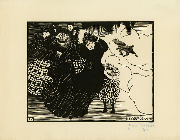 The Gust of Wind (Le Coup de Vent), Félix Vallotton (Swiss, Lausanne 1865–1925 Paris), Woodcut, block 