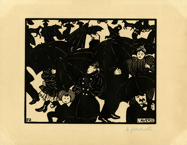 The Shower (L'averse), Félix Vallotton (Swiss, Lausanne 1865–1925 Paris), Woodcut, block 