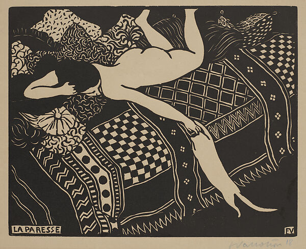 Laziness (La Paresse), Félix Vallotton (Swiss, Lausanne 1865–1925 Paris), Woodcut, block 