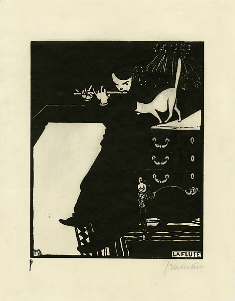 The Flute, Musical Instruments II (La Flûte, Instruments de Musique II), Félix Vallotton (Swiss, Lausanne 1865–1925 Paris), Woodcut, block 