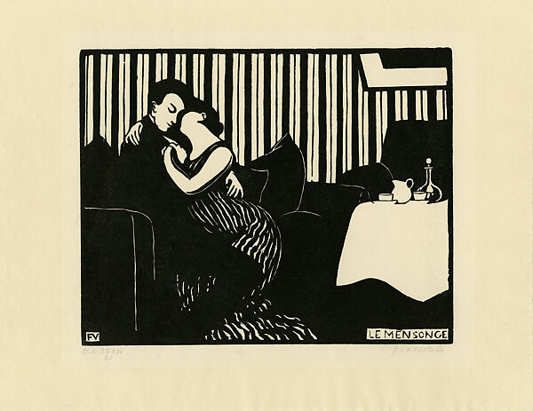 The Lie, Intimacies I (Le Mensonge, Intimités I), Félix Vallotton (Swiss, Lausanne 1865–1925 Paris), Woodcut, block 