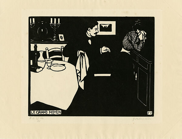 Extreme Measure, Intimacies VI (Le Grand Moyen, Intimités VI), Félix Vallotton (Swiss, Lausanne 1865–1925 Paris), Woodcut, block 