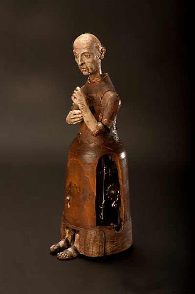 The Moving Monk, attributed to Juanelo Turriano (Spanish, 1500–1585), Hardwood (stained beech or poplar), traces of color enamel, leather,
metals, paint, probably Spanish 