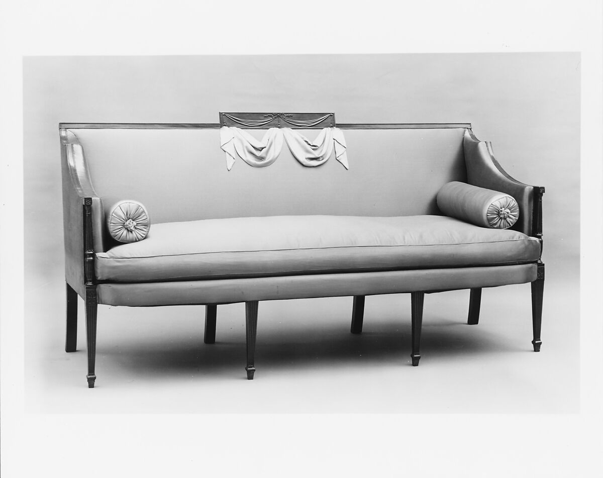 Sofa, Mahogany with ash, yellow poplar, American