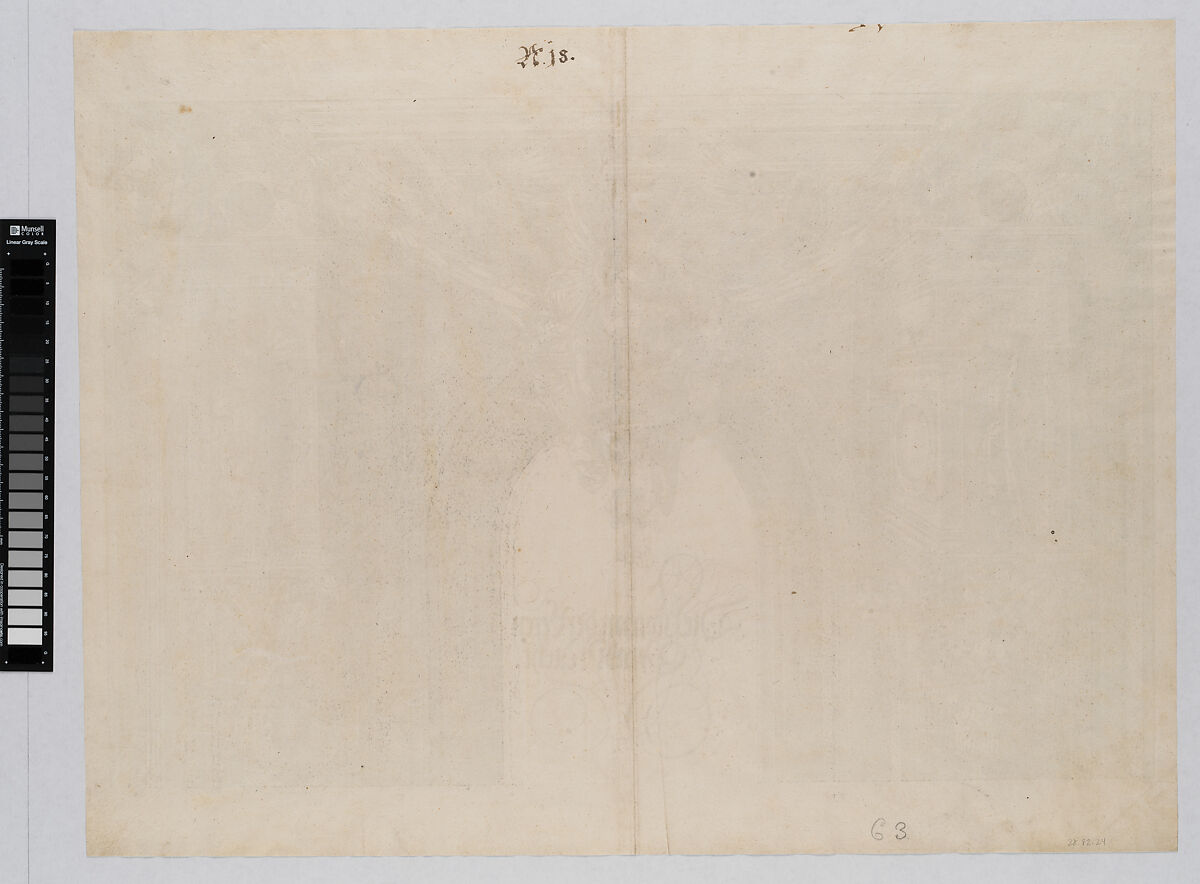 The Upper Section of the Entryway to the Central Portal with a Winged Figure Holding the Imperial Crown, from the Arch of Honor, proof, dated 1515, printed 1517-18, Albrecht Dürer (German, Nuremberg 1471–1528 Nuremberg), Woodcut and letterpress