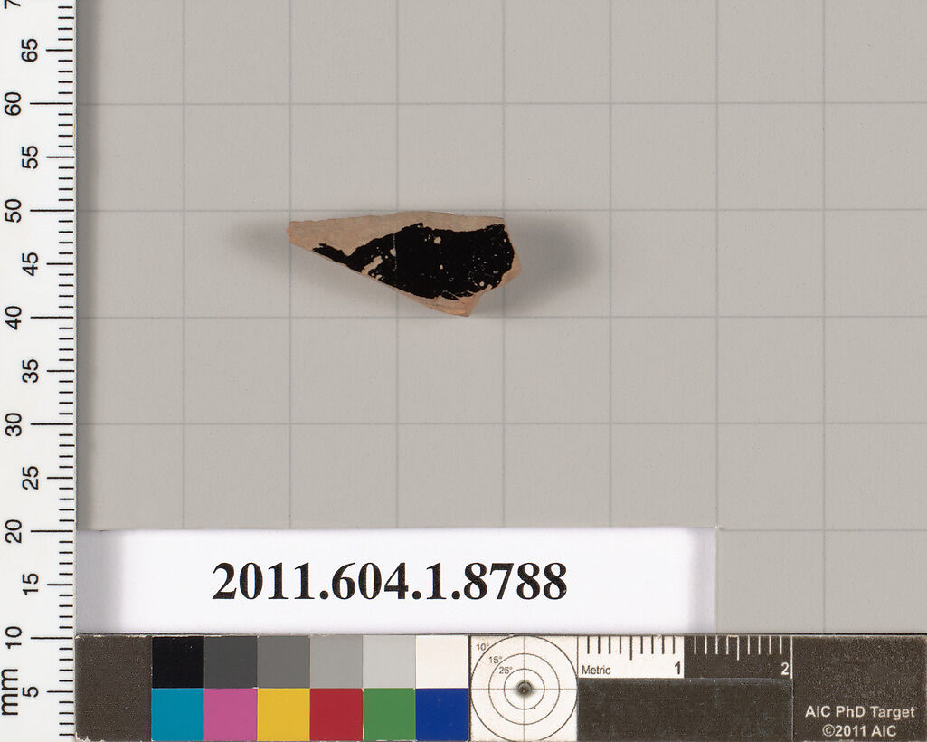 Terracotta fragment of a kylix (drinking cup), Terracotta, Greek, Attic