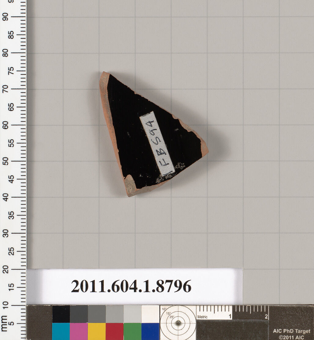 Terracotta fragment of a kylix (drinking cup), Terracotta, Greek, Attic