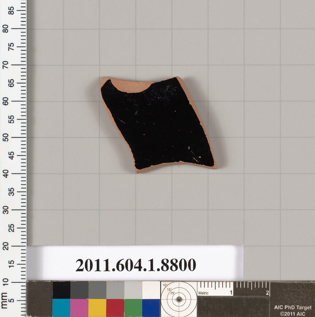 Terracotta fragment of a kylix (drinking cup), Terracotta, Greek, Attic