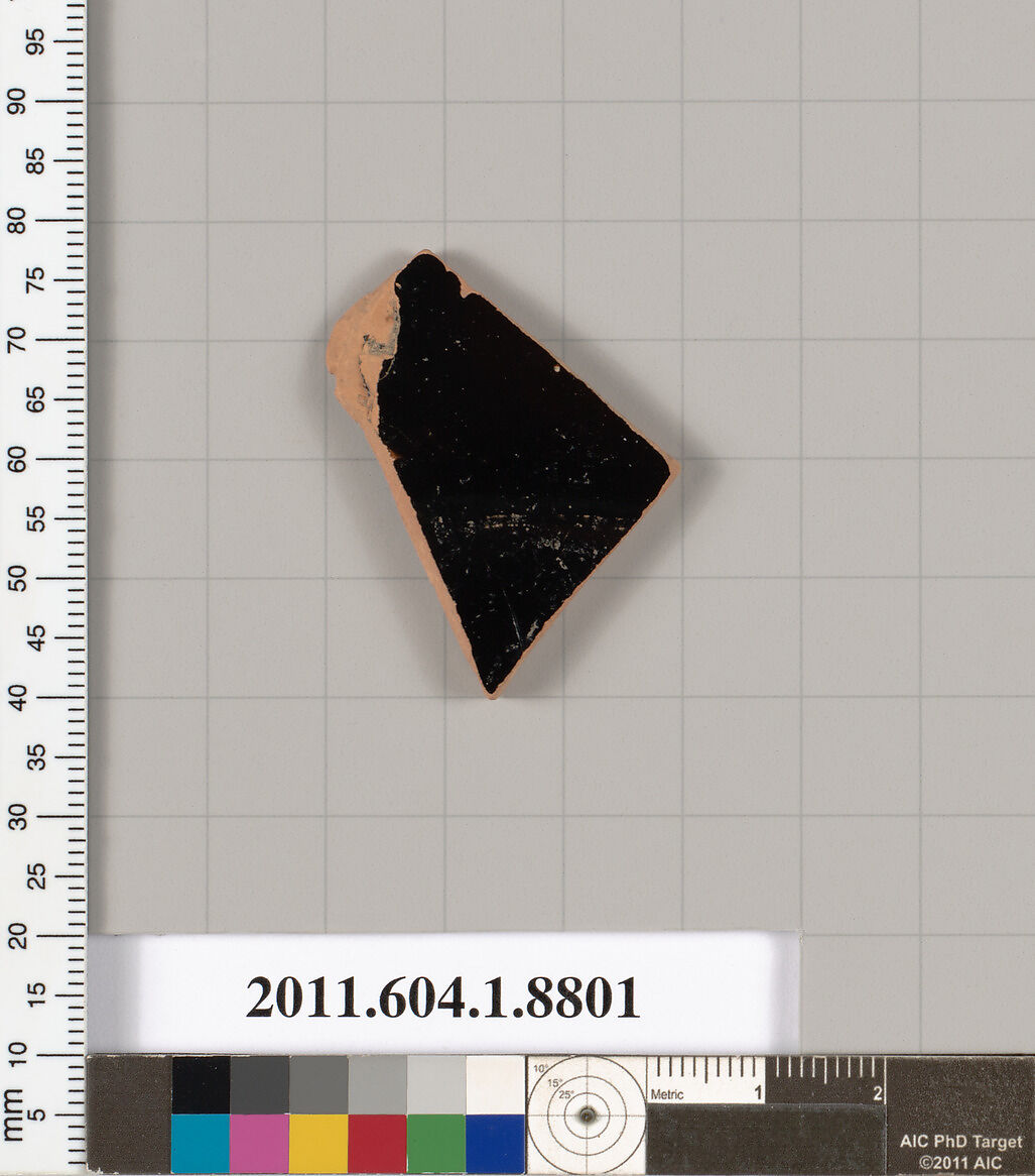 Terracotta fragment of a kylix (drinking cup), Terracotta, Greek, Attic