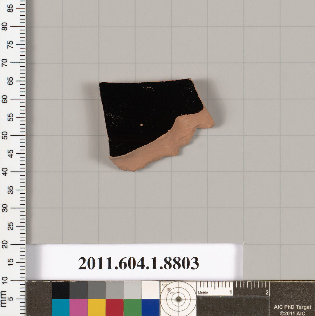 Terracotta fragment of a kylix (drinking cup), Terracotta, Greek, Attic