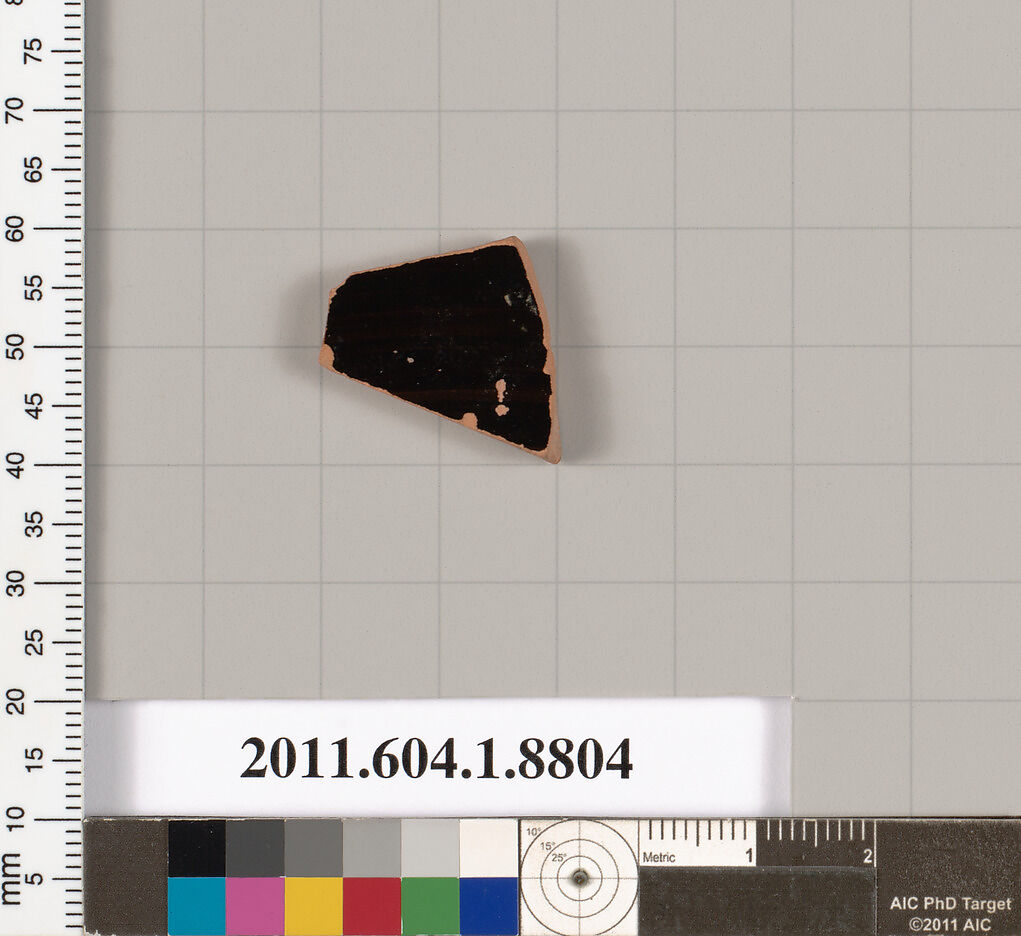 Terracotta fragment of a kylix (drinking cup), Terracotta, Greek, Attic