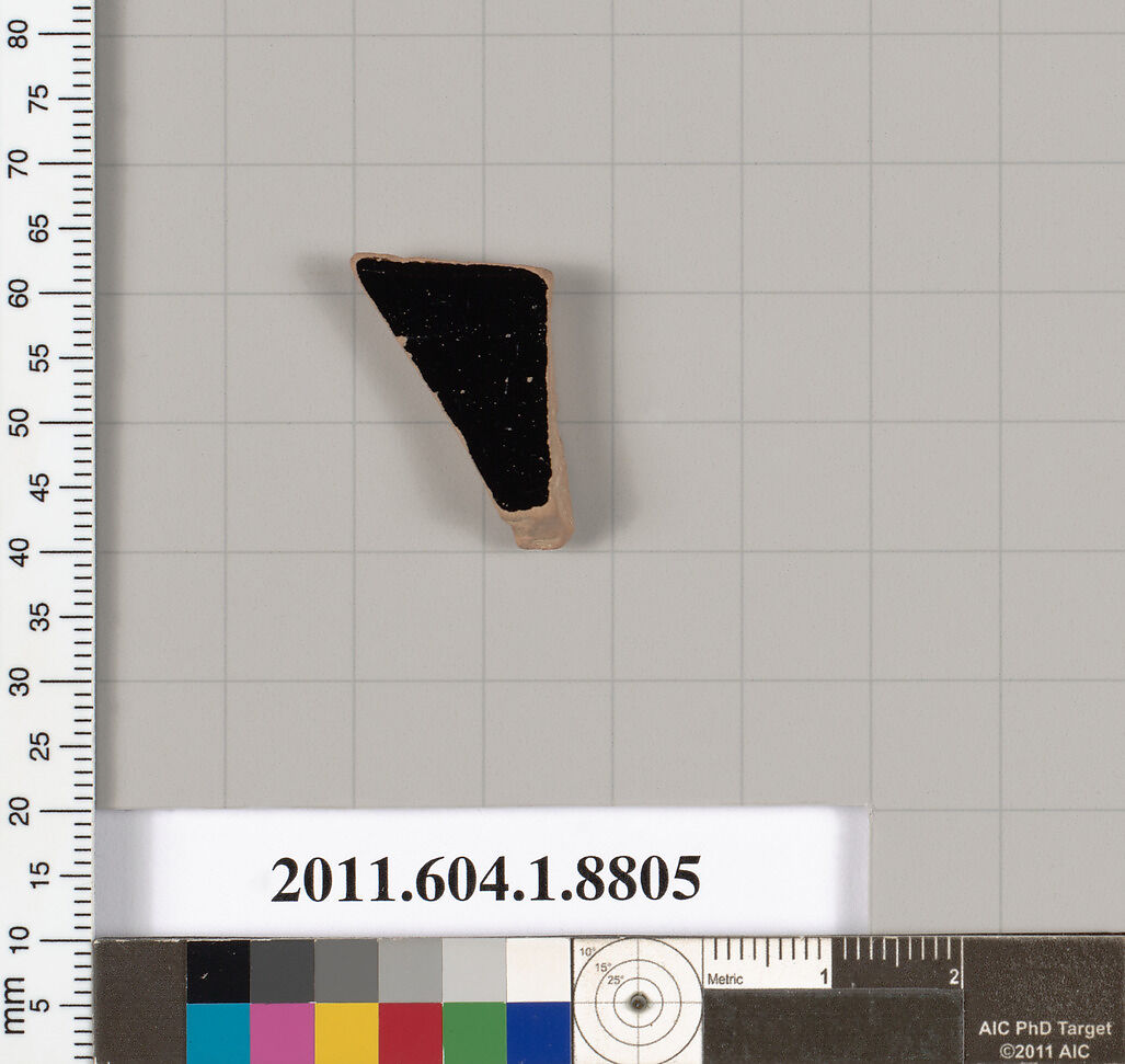 Terracotta fragment of a kylix (drinking cup), Terracotta, Greek, Attic