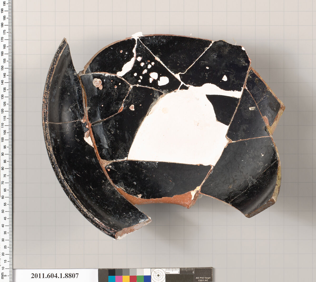 Terracotta fragment of a kylix (drinking cup) or a footed bowl?, Terracotta, Greek, Attic