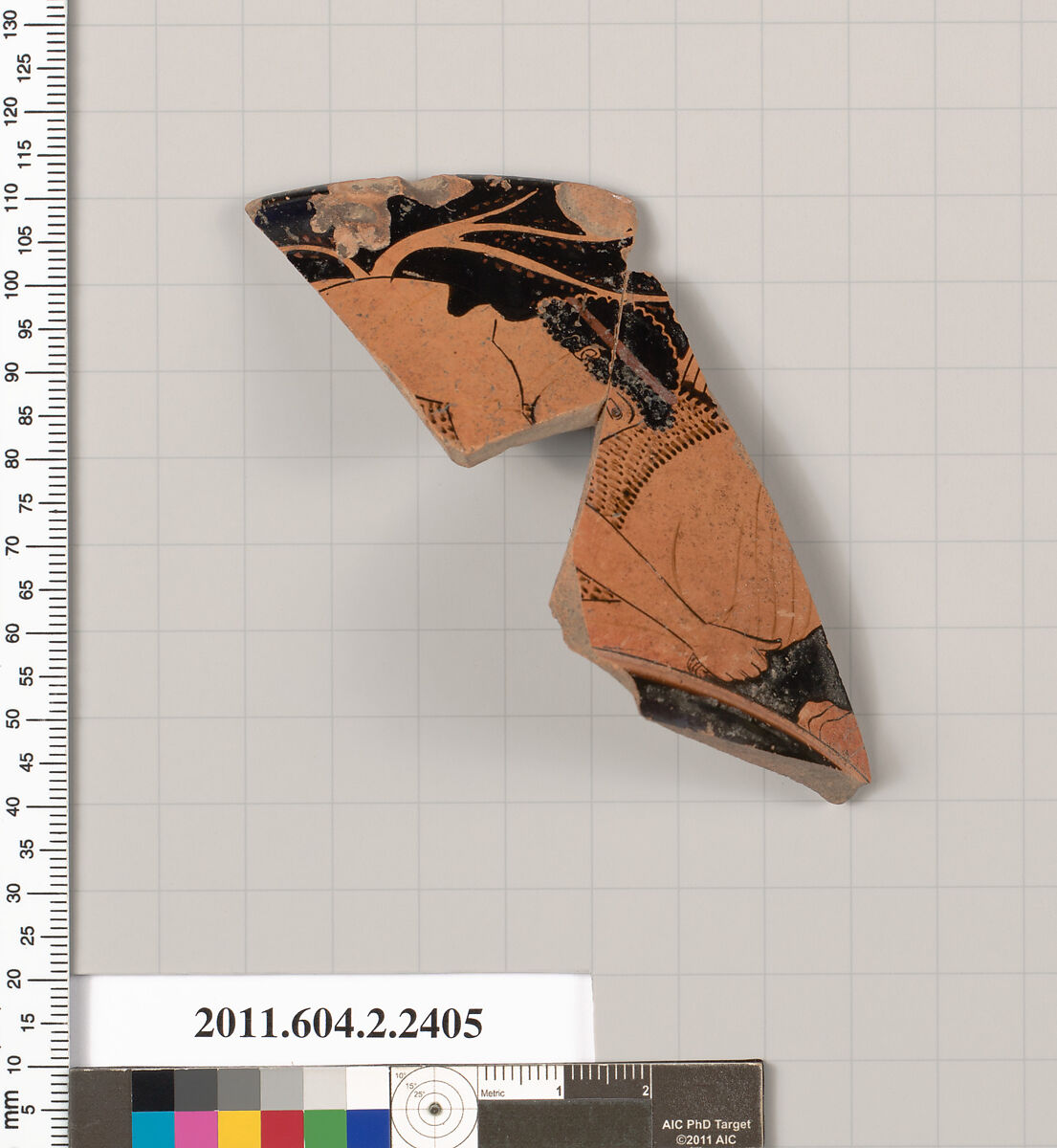 Terracotta fragment of a rhyton (vase for libations or drinking), Terracotta, Greek, Attic 