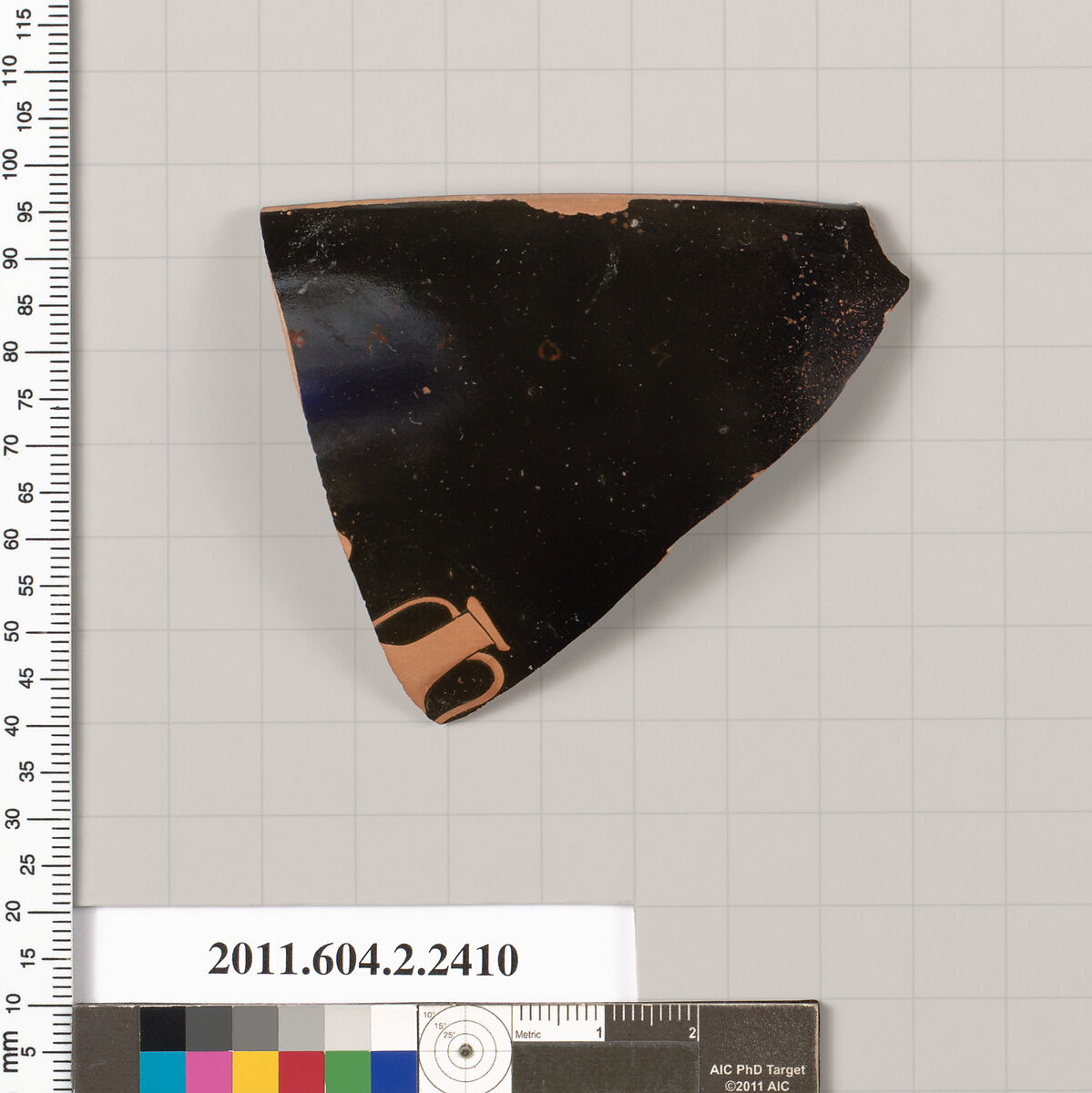 Terracotta rim fragment of a skyphos (deep drinking cup), Terracotta, Greek, Attic 