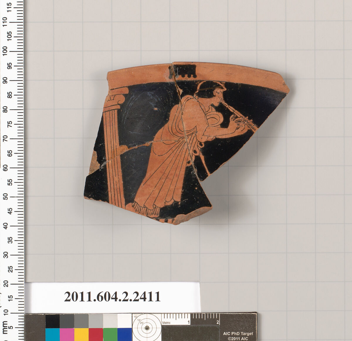 Terracotta fragment of a rhyton (vase for libations or drinking), Terracotta, Greek, Attic 