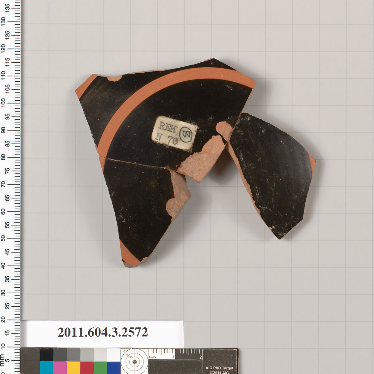 Terracotta fragment of a Little Master cup (drinking cup), Terracotta, Greek, Attic